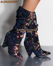 ALMUDENA-Botas de media caña con lentejuelas brillantes, zapatos de Gladiador, brillantes, para boda 2024 - compra barato