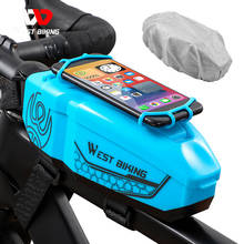 WEST BIKING-Bolsa de carcasa dura para bicicleta, resistente al agua, con soporte giratorio de 360 grados para teléfono, bolsa de almacenamiento para herramientas de tubo superior de ciclismo 2024 - compra barato