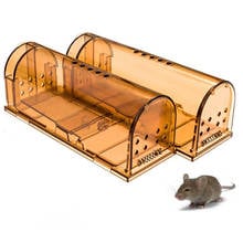 Armadilha de plástico para ratos, reutilizável, 2 peças, gaiola para apanhar ratos, roedores, pragas, armadilha viva para casa e jardim ao ar livre, hotel 2024 - compre barato