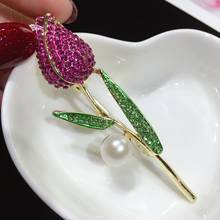 Manufacturer's wholesale new pearl brooch rose flower, flower, natural fresh water, pearl brooch, women's coat 2024 - buy cheap