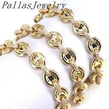 2Pcs High quality gold color pave cz pig nose clasp link chain adjustable bracelet for women findings 2024 - buy cheap