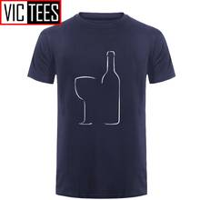 Camiseta de copa de vino y botella para hombre, a la moda Camisa de algodón con cuello redondo, Tops de verano 2024 - compra barato