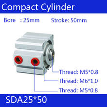 SDA25x50 Free shipping 25mm Bore 50mm Stroke Compact Air Cylinders SDA25X50-S Double Action Pneumatic Cylinder 2024 - buy cheap