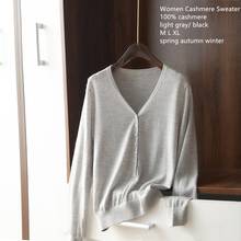 Naizaiga  100% cashmere V-neck Solid thin worsted light gray black young ladies pullovers women spring knit Sweater, NSBL20 2024 - buy cheap