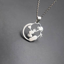 Lying Panda Eating Bamboo Necklaces Stainless Steel Lying Down Panda Pendant Necklaces Women Jewellery 2024 - buy cheap