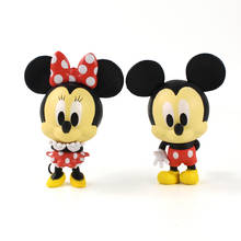 10cm 2pcs/Lot Disney Mickey Minnie PVC Figure Toys Model Q Version Doll 2024 - buy cheap
