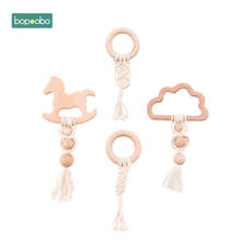 Bopoobo 1pc Beech Wooden Horse Clouds Teether Crochet Wood Beads DIY Wood Jewelry Making Tassel Pendant Baby Cart Accessories 2024 - buy cheap