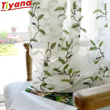 Cortinas bordadas de hojas elegantes para sala de estar, tul transparente blanco, hilo de estilo Rural para balcón, X-HM126 #30 2024 - compra barato