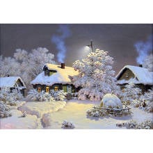 Bordado bordado com diamante todo em strass, pintura de diamante em neve para inverno, paisagem, mosaico com contas para bordar 2024 - compre barato