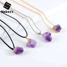 Women Natural Stone Amethysts Pendant Necklace Irregular Purple Crystal Charm Adjustabal Waxed Rope Yoga Pendulum Reiki Jewelry 2024 - buy cheap