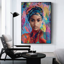 Abstract Colorful Women Portrait Canvas Painting Africa Girl Posters and Prints Cuadros Wall Art Picture for Living Room Decor 2024 - buy cheap