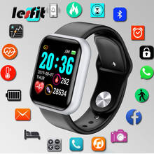 Lesfit Black Waterproof Digital Smart Watch Stylish Men Bluetooth Smartwatches Wristbands Electronic Clock Monitor Child HR Rate 2024 - buy cheap