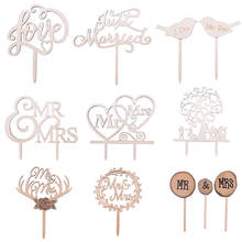 Mr & mrs amor bolo topper diy bolo de casamento toppers corte a laser letras de madeira padrão decorações do bolo de casamento presentes de noivado 2024 - compre barato