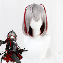 Arknights w cinza vermelho cor mista gradiente curto cosplay resistente ao calor do cabelo sintético festa de halloween carnaval + peruca livre boné 2024 - compre barato