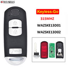 Keyless-go 3 botões remoto chave do carro inteligente 315mhz para mazda CX-3 CX-5 CX-9 m3 velocidade 3 com chave de emergência wazske13d01/wazske13d02 2024 - compre barato