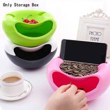 Creative Household Lazy Snack Bowl Plastic Double-Layer Storage Box Fruit Melon Seeds Plate Bowl Mobile Phone Holder Artifact 2024 - buy cheap