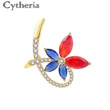 Cytheria pincel feminino de luxo, delicado colorido com zircão, cristal, strass, formato de flor, acessórios para roupas, joias de festa 2024 - compre barato