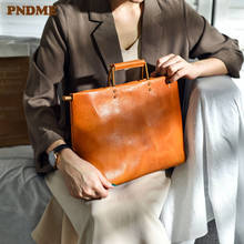 PNDME модная простая женская сумка из натуральной кожи, винтажная Натуральная Воловья кожа, женские повседневные рабочие вечерние сумки через плечо 2024 - купить недорого