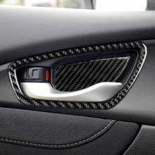 Car Carbon Fiber Interior Door Handle Panel Door Bowl Cover Sticker Trim For Honda Civic 10th Gen 2016 2017 2018 2019 2024 - buy cheap