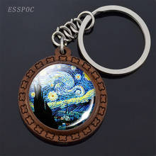 Van Gogh Oil Painting Keychain Keyrings Wooden Handmade Keychains for Women Party Vacation Gifts Jewelry Accessories Wholesale 2024 - buy cheap