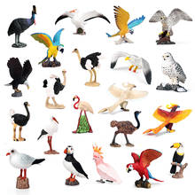 Conjunto série mini de pássaros, figuras de ação e brinquedos, animais, coleção, papagaio, flamingo, madeira, modelo pvc colecionável para presente de criança 2024 - compre barato
