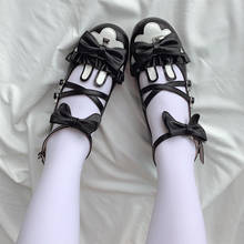 Low heels sweet Lolita Lo shoes cute rabbit Bowknot students College style Cos Loli Kawaii women's shoes 2024 - buy cheap