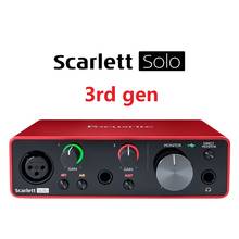 Звуковая карта Focusrite Scarlett Solo (3-е поколение), звуковая карта с USB аудио интерфейсом, AD-конвертеры 24 бит/192 кГц для записи гитары с микрофоном 2024 - купить недорого