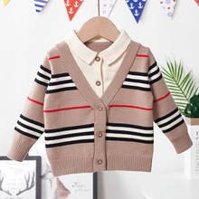 Abrigo de manga larga a rayas para niños y niñas, Chaqueta de punto, suéter, primavera y otoño 2024 - compra barato