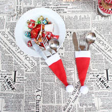 Рождественский головной убор и нож, Рождественский Декор, Декоративная посуда, рождественские колпачки, держатель для столовых приборов, нож, вилка, набор ложек @ 40 2024 - купить недорого