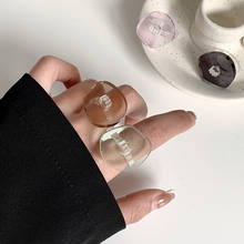 Srcom anel de acrílico transparente irregular, anel simples e multicolorido fofo para mulheres, acessórios de joalheria de festa 2024 - compre barato