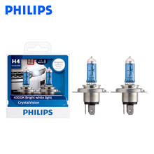 Philips-farol halogênico h4 9003 12v, 60/55w, p43t, visão em cristal, 4300k, luz branca brilhante, feixe hi/lo para farol de carro, 12342, cvsm, par 2024 - compre barato