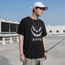 Black Reflective T Shirt Streetwear Men Oversized T-Shirt Ulzzang Harajuku Devil Tshirt Summer High Street Half Sleeve Tops Boys 2024 - buy cheap