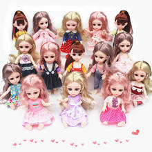 NEW 16cm 13 Joints Movable Dolls Toys 3D Big Eyes Long Hair BJD Makeup Doll Fashion Birthday Gift Dolls For Girls 2024 - buy cheap