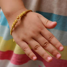 Ethiopian Dubai Arab Heart zircon Baby Bracelet Gold color Bangles For Child Link Bracelet For Baby Child Boys Girls Nice Gifts 2024 - buy cheap