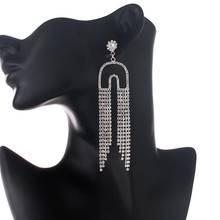 YFJEWE Long Tassel geometry Crystal Drop Earrings Silver Color Rhinestone Dangle Earrings for Women Party Wedding Jewelry E679 2024 - buy cheap