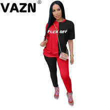 VAZN Spring Summer Top Quality Plus Size Energy Soft Free Casual Young Tracksuits Short Sleeve Long Pants Slim Women 2 Piece Set 2024 - buy cheap