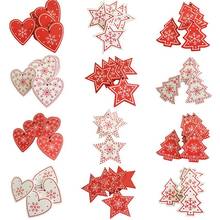 10 pçs bonito natal decoração costura scrapbook diy artesanato botões de madeira coração árvore estrela forma árvore de natal pendurado decoração 2024 - compre barato