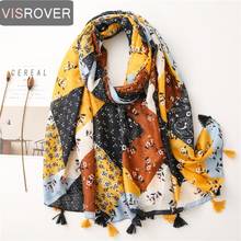 Visrover-cachecol étnico de praia, echarpe amarelo viscose, moda feminina, turista, presente, primavera 2021 2024 - compre barato