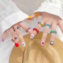 2020 Vintage Resin Ring Fashion Trendy Korean Spring Colorful Crystal Beads Resin Rings for Women Party Jewelry Gifts 2024 - buy cheap