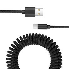 Cable de datos Micro USB tipo C trenzado de nailon de 1,8 M, Cable de carga rápida de resorte retráctil para Samsung S20 Ultra S11 Xiaomi 10 9 8 2024 - compra barato