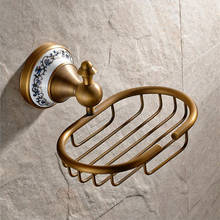 1PC Luxury Antique Brass Bathroom Soap Dish Holder Ceramic Base Wall Mounted Holder 2024 - buy cheap