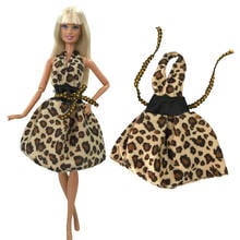 Nk vestido de boneca estiloso de verão, mini vestido sexy com estampa de leopardo para barbie, vestido de boneca, acessórios de roupas 287c 3x, 1 peça 2024 - compre barato