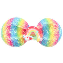 1 PC Girls Rainbow Hair Bows Barrettes Hairpins Glitter Clips Sparly Gradient Hairbow Unicorn Resin Accessory Children Hairgrips 2024 - buy cheap