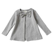 Abrigo de algodón con lazo para bebé, ropa de punto con cuello redondo y botones, cárdigan de ocio, chaqueta de otoño 2024 - compra barato