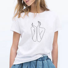 Women Character Art Graphic T Shirt Girls Fashion Abstract T-shirts Summer White Cotton Tops Tees Vegan Tumblr Harajuku Clothes 2024 - buy cheap