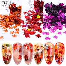 1PC Holographic Leaves Nail Art Decorations Yellow Red Sequins Paillette Tips Nail Glitter Flakes Fall Maple Slice Tools CH1528 2024 - buy cheap