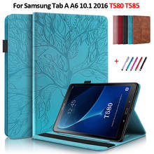 Funda de tableta para Samsung Galaxy Tab A6, cubierta de cartera con tapa de árbol en relieve para Samsung Galaxy Tab A 10,1 2016, SM T580 T585 2024 - compra barato