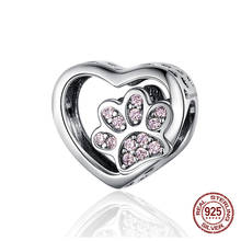 Rebeke-abalorio para pulsera de plata de ley 925 con forma de corazón, accesorio original con estampado de gato, fabricación de joyas, diy 2024 - compra barato