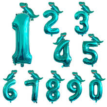 Globos de aluminio con número de dinosaurio para niños, decoración de fiesta de cumpleaños, helio, para Baby Shower, 32 pulgadas 2024 - compra barato