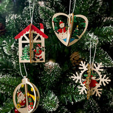 Enfeites de árvore de natal, decoração para festa em casa, 3d, pendente de madeira de alta qualidade, natal, decoração para casa 2024 - compre barato